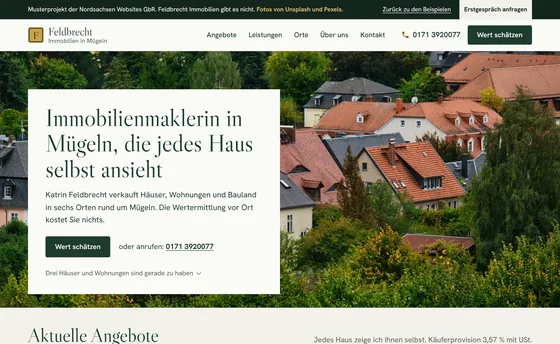 Rechneransicht der Musterseite Feldbrecht Immobilien