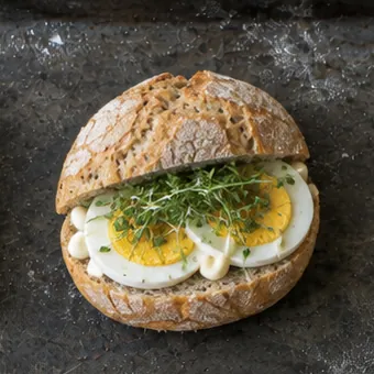 Brötchen mit Eischeiben und Kresse