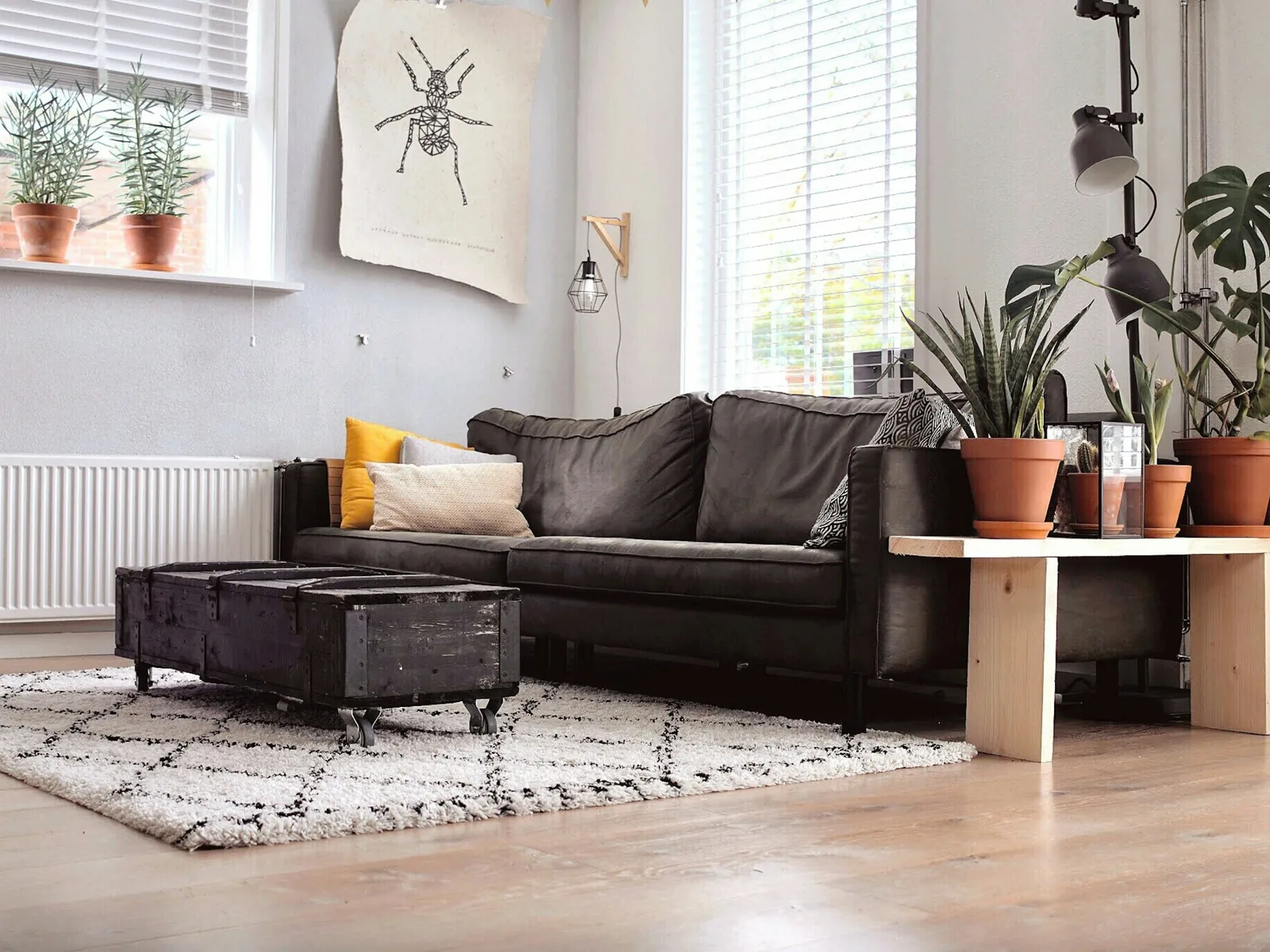 Bewohntes Wohnzimmer eines Einfamilienhauses, für den Verkauf vorbereitet